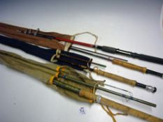 Fishing Rods to include Hardy 8 ½ 2pc with bag Edgar Sealey Float Rod 'Blue Match' 3pc with bag,