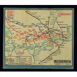 Early Underground Railways of London Map - in colour, measures 17x14cm approx. with Theatres and