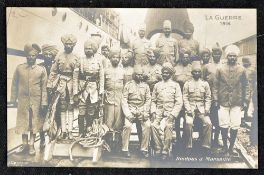 India - Postcard of Sikh Soldiers 1914 disembarking from a ship arriving in France a fine postcard