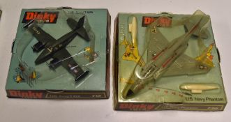 Dinky Toys Aircraft Diecast Models 712 U.S. Army T 42A and U.S. Navy Phantom both on carded