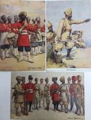 India & Punjab - Sikh and British Officers Postcard Three early vintage postcards showing 45th