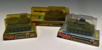 Dinky Toys Military Diecast Models 690 Scorpion Tank plus 691 Striker Anti-Tank Vehicle and 692