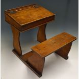 Vintage Child's School Desk - Made from wood with built in stool, measures 46cm approx. in length