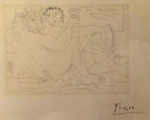 1930s Signed Pablo Picasso Vollard Suite Etching signed to the mount, measures 44x34cm approx.