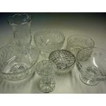 Selection of Various Cut Glass to include Vase, Rose Bowl, and Fruit Bowls, various sizes, all in