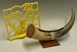 Horn Vase and Kitchen Book Stand the vase measures 40cm approx. in length the bookstand in yellow