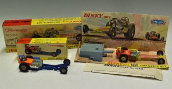 Dinky Toys Diecast Models 370 Dragster Set in orange and yellow, with instructions and inner card (
