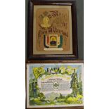 Militaria - WWI Imperial German officer memorial Cross Stitch within photo-frame together with a