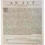 Broadside - Commonwealth 1651 - Entitled "An Act Enabeling The Commissioners Of The Militia To Raise