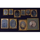 Selection of Vintage Dagatypes with various personal scenes, with gilted frames, condition fair