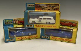 Matchbox King Size Diecast Models includes K22 Dodge Charger (2) both in blue and K23 Mercury police