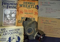 WWII British Civilian Issue Gas Mask marked 1939 P.C.B - together with Dennis Wheatley 'Murder Off