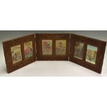 Tri-Folding Oriental Design Photo Frame with carved oriental design to border and includes 4x