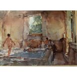 Sir William Russell Flint R.A (1880-1969) Signed Colour Print depicting 3x women surrounding bath,