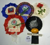 Selection of Rosettes to include New Zealand Rugby, England, France, Wales and Scotland (5)