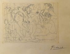 1930s Signed Pablo Picasso Vollard Suite Etching signed to the mount, measures 44x34cm approx.