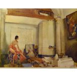 Sir William Russell Flint R.A (1880-1969) Signed Colour Print depicts a semi-nude female, signed