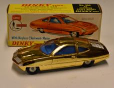 Dinky Toys Diecast Model 352 Ed. Straker's Car gold plated with blue interior, keyless clockwork