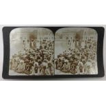 India & Punjab - Amritsar Stereoview A vintage photographic stereoview Of Sikh School children at