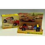 Dinky Toys Diecast Models 225 Lotus F1 Racing Car 1:32 scale in red, with inner card and carded box,