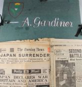 Selection of Wartime Newspapers belonging to Sergeant A. Gardiner within a folder with Gardiner to