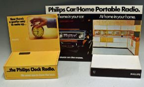 1970s/80s Phillips Advertising Boards including Philips No-Fiddle Colour Tv, Clock Radio, Car/Home