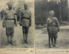 India & Punjab - Sikh Troops in France Two vintage WWI postcards showing Sikh soldiers in France,