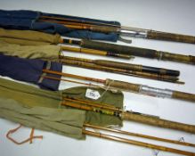 Fishing Tackle - Selection of Various Fishing Rods to include Allcocks Seymour split cane 3pc,