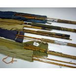 Fishing Tackle - Selection of Various Fishing Rods to include Allcocks Seymour split cane 3pc,