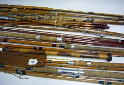 Fishing Tackle - Selection of Various Fishing Rods to include many unnamed, largely bamboo,