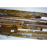 Fishing Tackle - Selection of Various Fishing Rods to include many unnamed, largely bamboo,