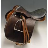 Equestrian - Calcutta & Sons Saddle measures 16" marked 'Spring Tree' comes with stirrups - marks