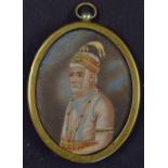 Indian Miniature of Shah Jahan - appears on card, oval, measures 7x8.5cm approx. the fifth Mughal