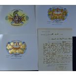 Cuba - 1880 Manuscript with details of an employee working for 'La Honrada' Cigars plus few cigar