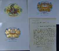 Cuba - 1880 Manuscript with details of an employee working for 'La Honrada' Cigars plus few cigar