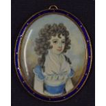 Portrait Miniature of a Child with long brown hair c.1800 possible Abraham Daniel (d.1806)