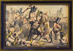 'Terrific Combat between Richard Coeur de Lion and Saladin 1191AD' Lithograph - framed measures