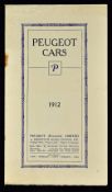 Lion Peugeot Cars Sales Catalogue 1912 - An early 8 page Sales Catalogue in English illustration and