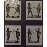 4x Fencing Prints 1806 by J Wilkes, London Published, depicts varied nation fencers and stances, all