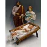19/20th Century wax religious figures to include Baby Jesus 16inches - Joseph and Mary 24 inches (3)
