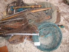 Fishing Tackle - Selection of Landing Nets to include a mixed variety, wooden handled, metal, plus