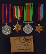 Military - WWII Boxed Medal Group to include 1939 Star, Italy Star, War and Defence Medals, with