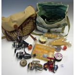 Fishing Tackle - Selection of Fishing Accessories to include 2x Canvas Tackle bags, 4x various reels