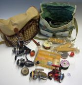 Fishing Tackle - Selection of Fishing Accessories to include 2x Canvas Tackle bags, 4x various reels