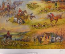 John King Equestrian Artist Signed Print a colour print "'Unting is all that's worth living for",