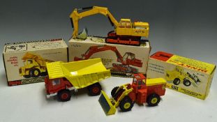 Dinky Toys Diecast Models 924 Aveling-Barford 'Centaur' Dump Truck in red and yellow, plus 984 Atlas