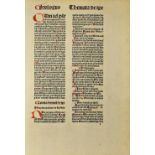 Incunabula Leaf From The Works Of Nicholaus De Byard - Printed in Basel by Johannes Amerbach on