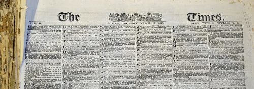 1843 The Times Newspaper Collection - Thursday March 23 1843 to Friday June 30, large paper measures