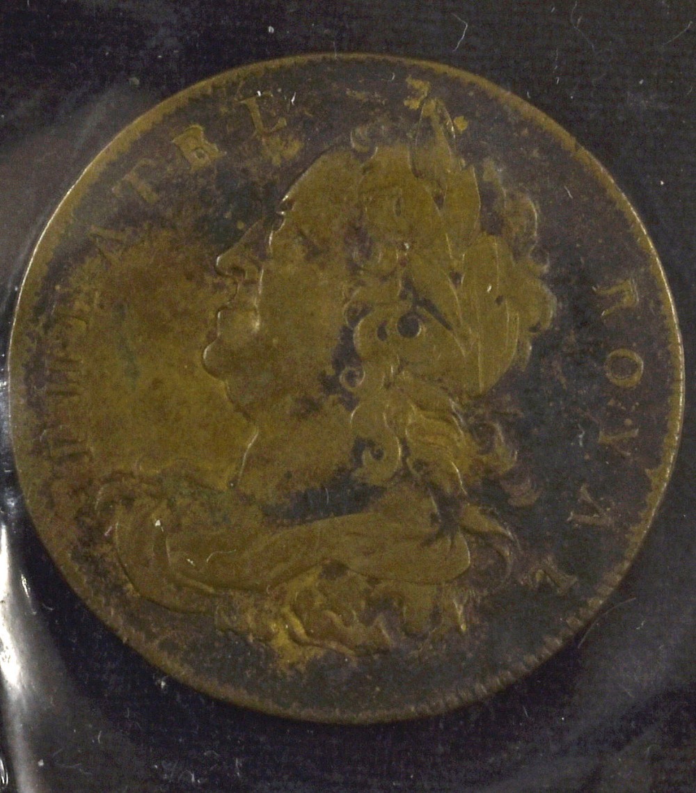 Covent Garden, Theatre Royal - The First Theatre 1755 Coin - Obverse; King George II with Theatre