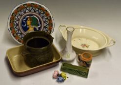 Assorted Collectable Ceramics to include Wade 'Pen' log, Italian Majolica ware style plate, J&G